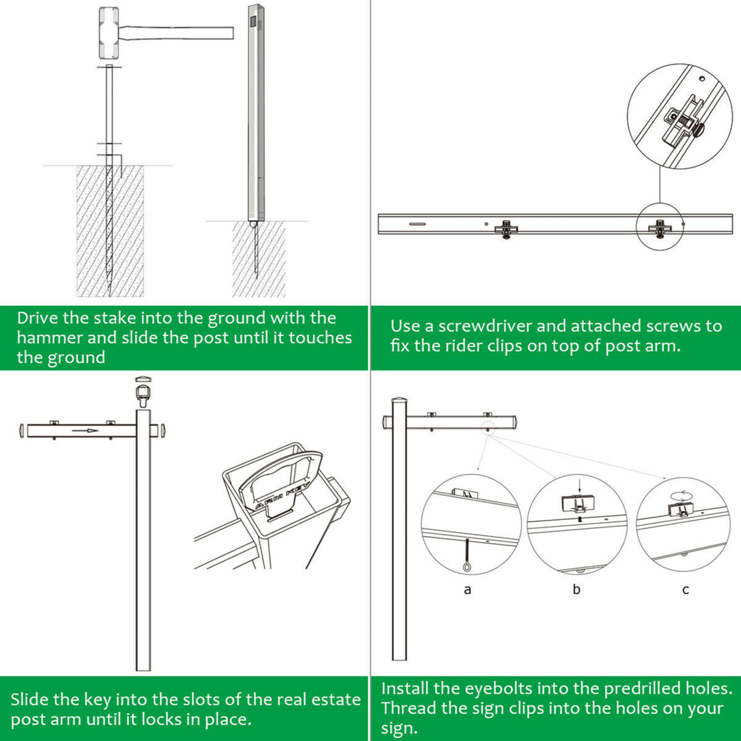 4 PCS 6 UPVC Real Estate Sign Post Open House Yard Home for Sale White W/Stake Image 5