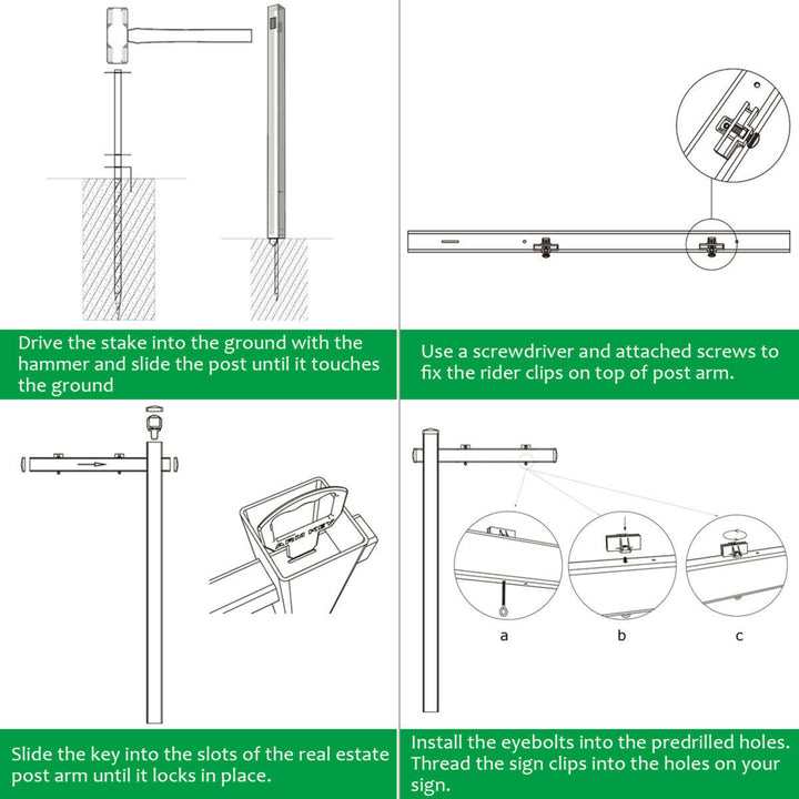 4 PCS 6 UPVC Real Estate Sign Post Open House Yard Home for Sale White W/Stake Image 5