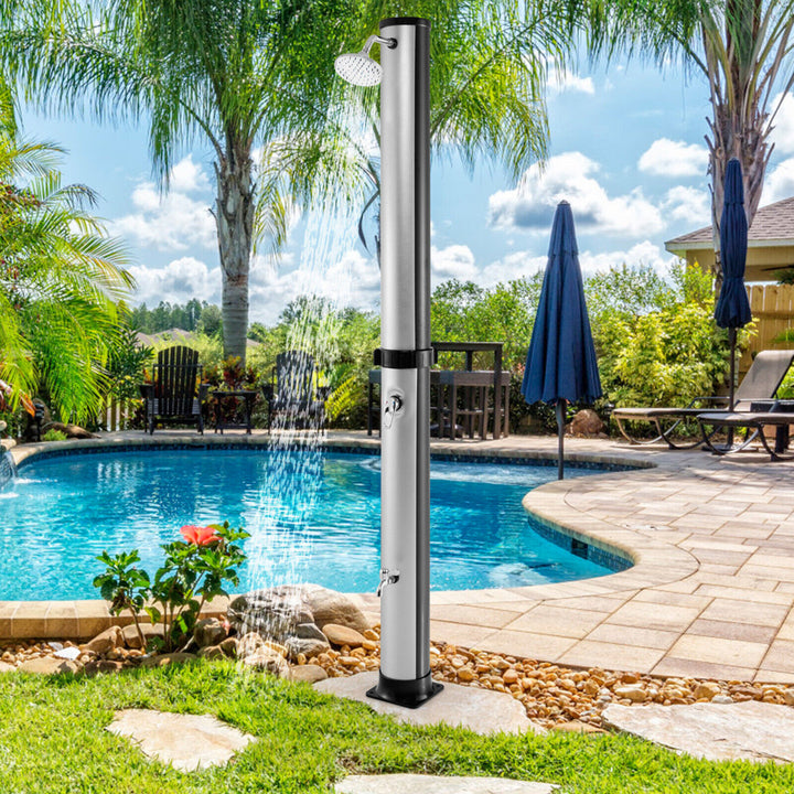 7.2 ft 10 Gallon 2-Section Outdoor Solar-Heated Shower w/ Free-Rotating Shower Head Image 3