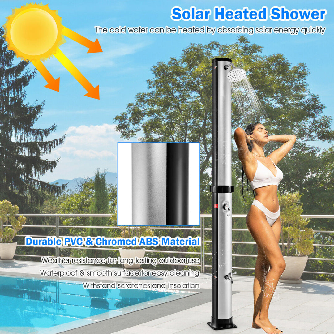 7.2 ft 10 Gallon 2-Section Outdoor Solar-Heated Shower w/ Free-Rotating Shower Head Image 6