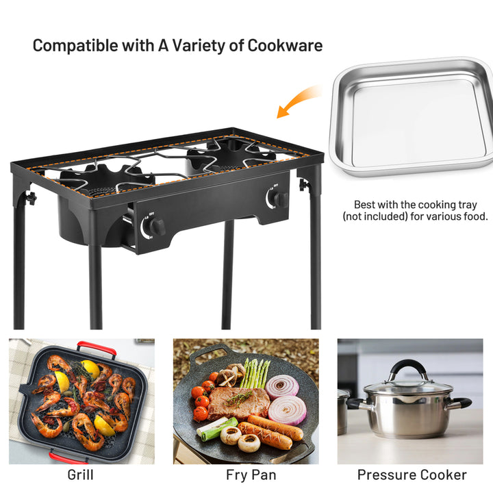 Outdoor 2-Burner Stove High Pressure Propane Gas Camp Stove 150,000 BTU Image 9