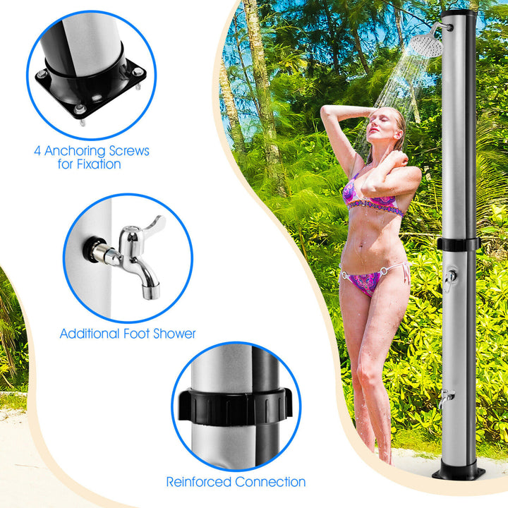 7.2 ft 10 Gallon 2-Section Outdoor Solar-Heated Shower w/ Free-Rotating Shower Head Image 9