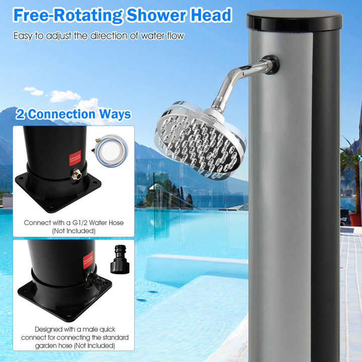 7.2 ft 10 Gallon 2-Section Outdoor Solar-Heated Shower w/ Free-Rotating Shower Head Image 10