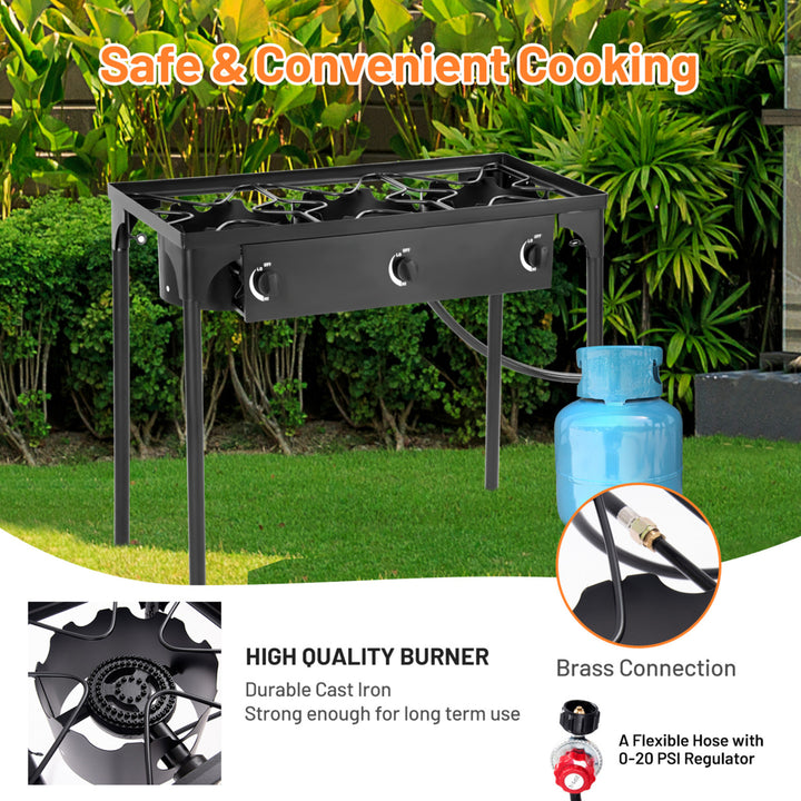 Outdoor 3-Burner Stove High Pressure Propane Gas Camp Stove 225,000 BTU Image 5