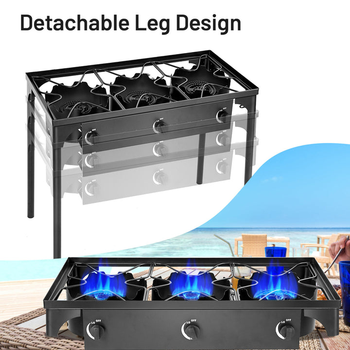 Outdoor 3-Burner Stove High Pressure Propane Gas Camp Stove 225,000 BTU Image 9