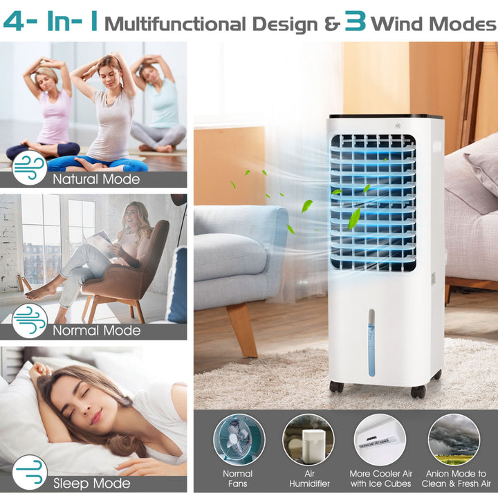 Evaporative Cooler Portable Air Cooler w/ 4 Ice Boxes and Remote Control Image 4