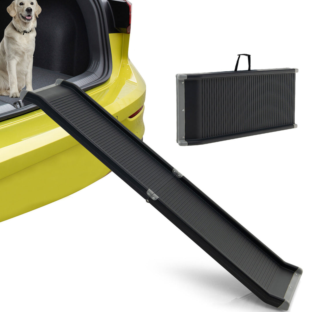 63Upgrade Folding Pet Ramp Portable Dog Ramp w/Steel Frame For SUV Truck Car Image 3