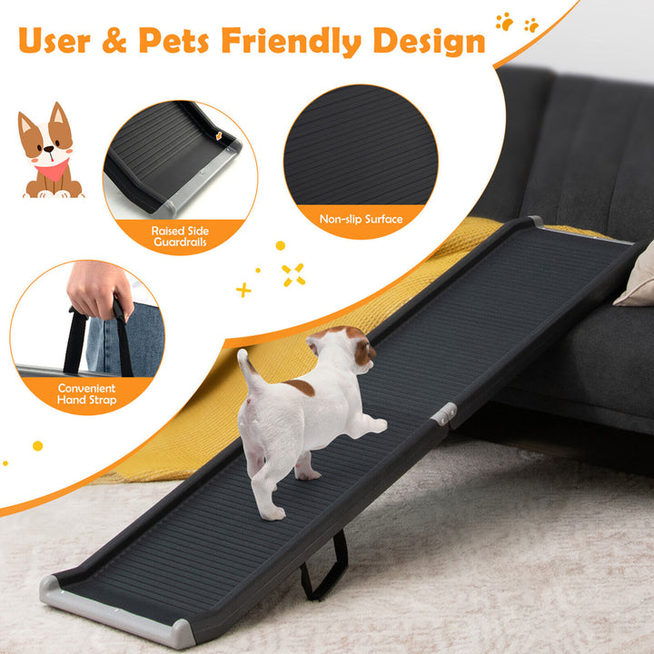 63Upgrade Folding Pet Ramp Portable Dog Ramp w/Steel Frame For SUV Truck Car Image 4