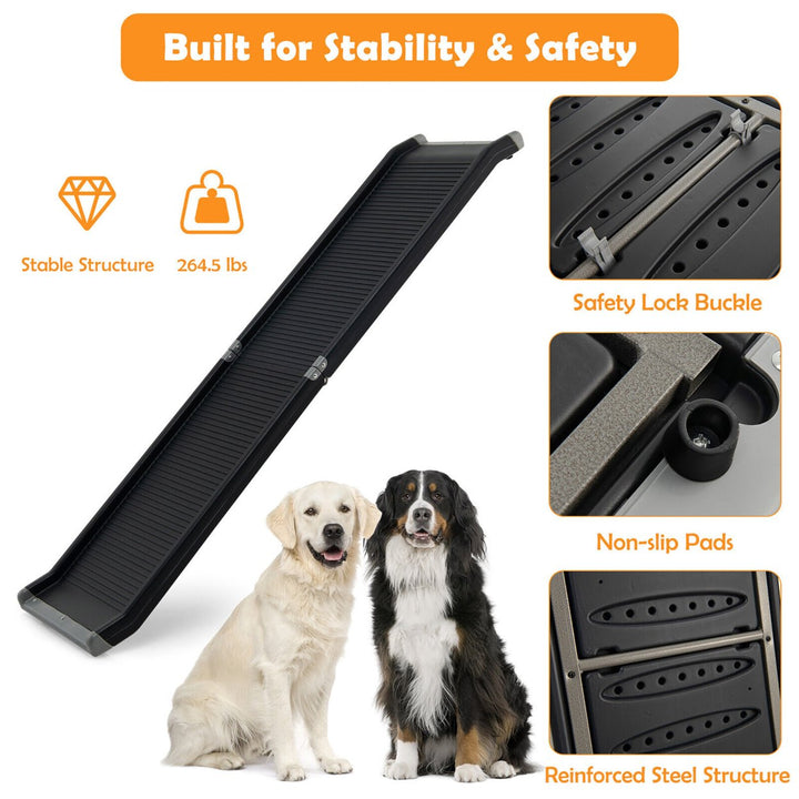 63Upgrade Folding Pet Ramp Portable Dog Ramp w/Steel Frame For SUV Truck Car Image 5