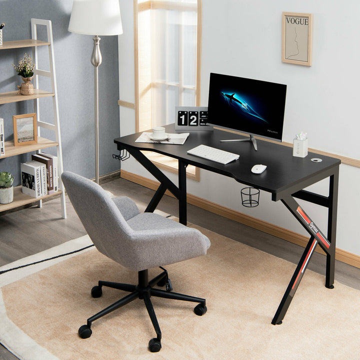 48 K-shaped Gaming Desk Computer Table with Cup Holder and Headphone Hook Image 3