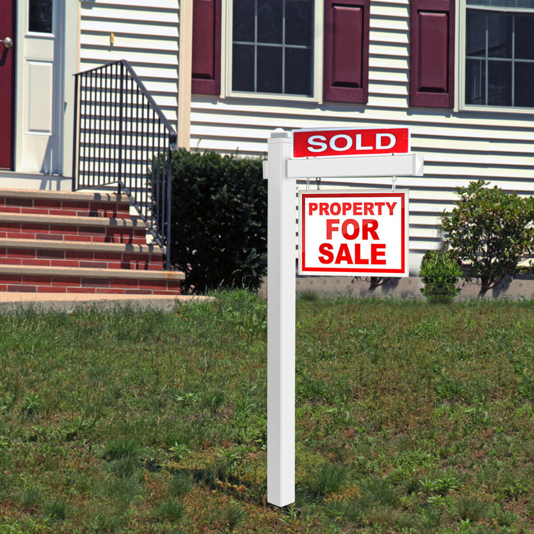 6 UPVC Real Estate Sign Post Open House Yard Home for Sale White W/Stake Image 3