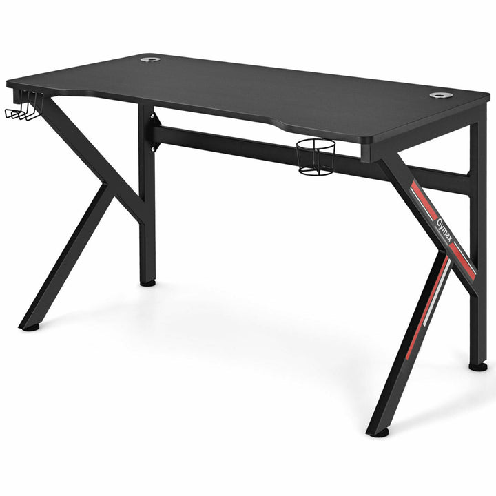 48 K-shaped Gaming Desk Computer Table with Cup Holder and Headphone Hook Image 9