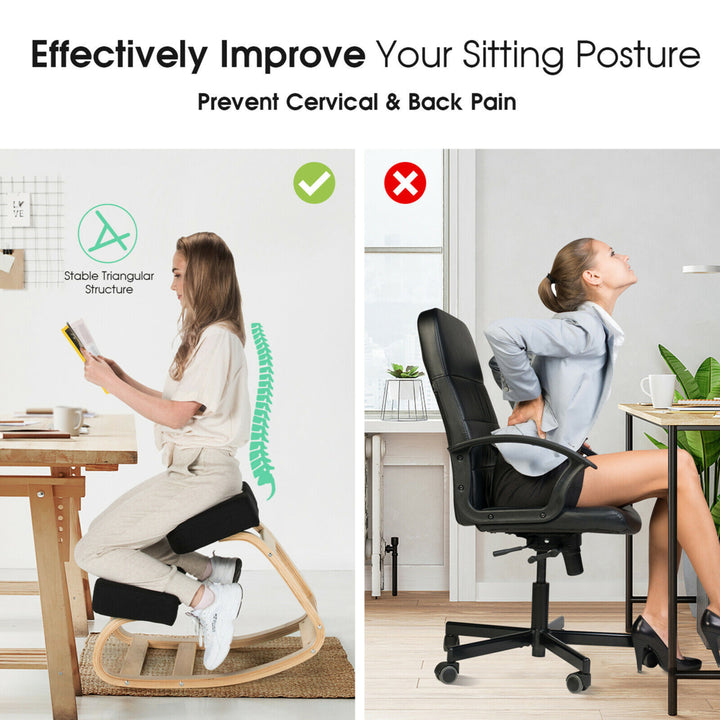 Ergonomic Kneeling Chair Rocking Stool Upright Posture Office Furniture Black Image 5