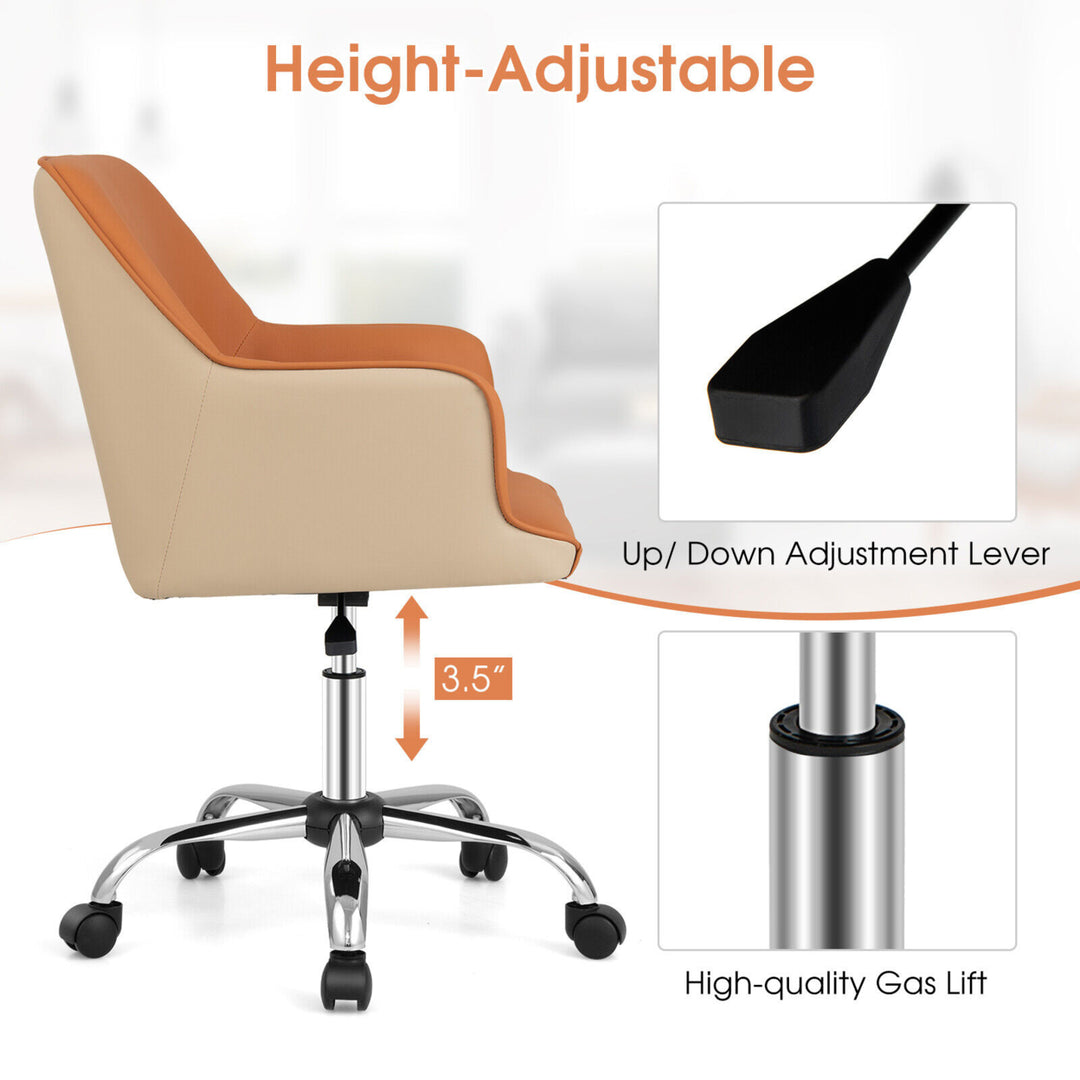 Adjustable Desk Chair PU Leather Office Chair Swivel Leisure Task Arm Chair Image 6