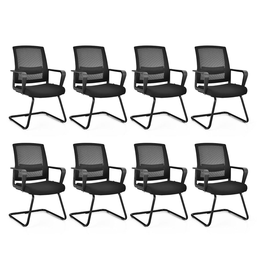 Set of 8 Conference Chairs Mesh Reception Office Guest Chairs w/ Lumbar Support Image 1