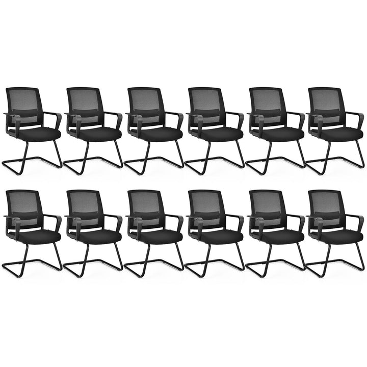 Set of 12 Conference Chairs Mesh Reception Office Guest Chairs w/ Lumbar Support Image 1