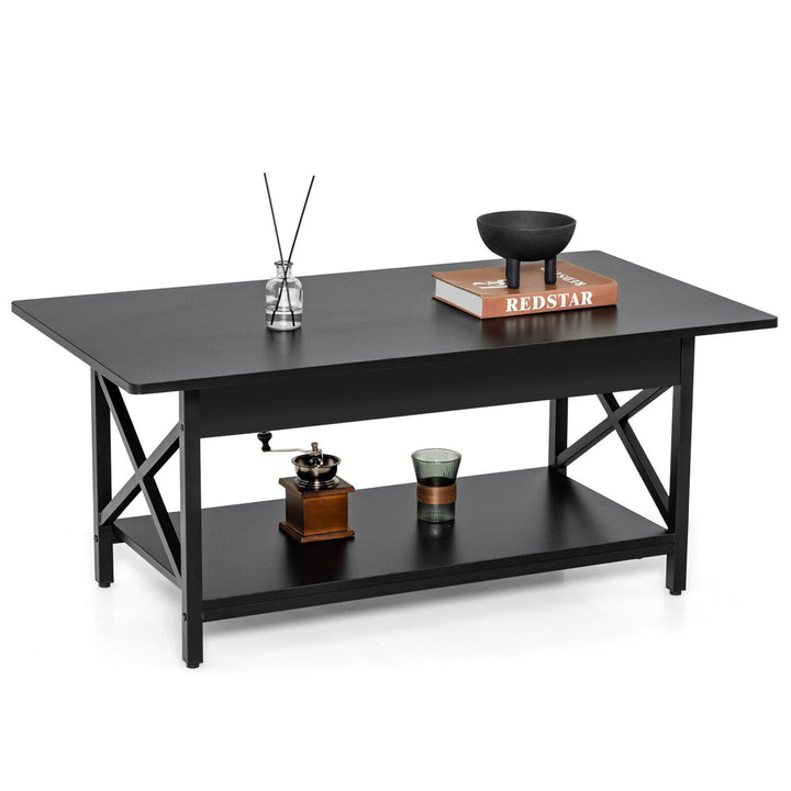 Coffee Table Industrial 2-Tier w/ Storage Shelf andStorage Shelf for Living Room Image 5