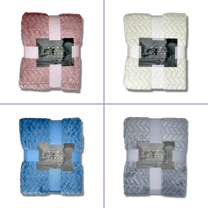 Home Collection Embossed Throw Blanket 50x60 Pastel Color 100% Polyester Image 1