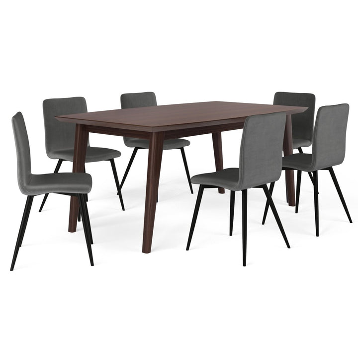 Baylor Draper 7 Piece Solid Wood Dining Set Rectangular Table 6 Chairs Image 1