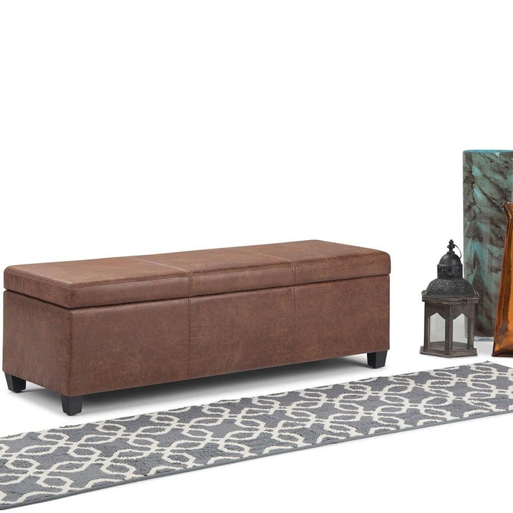 Avalon Storage Ottoman in Distressed Vegan Leather Image 6