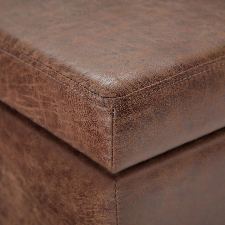 Avalon Storage Ottoman in Distressed Vegan Leather Image 8