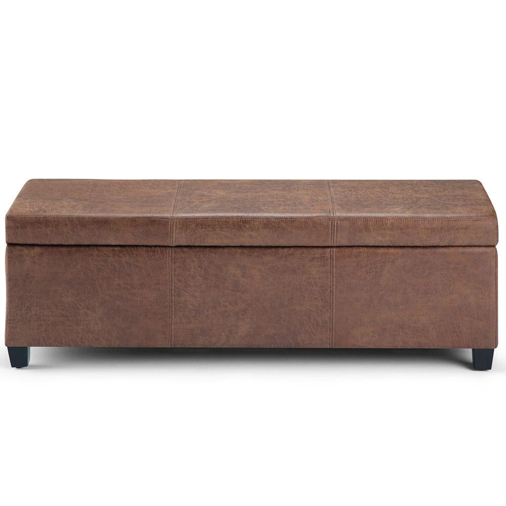 Avalon Storage Ottoman in Distressed Vegan Leather Image 9