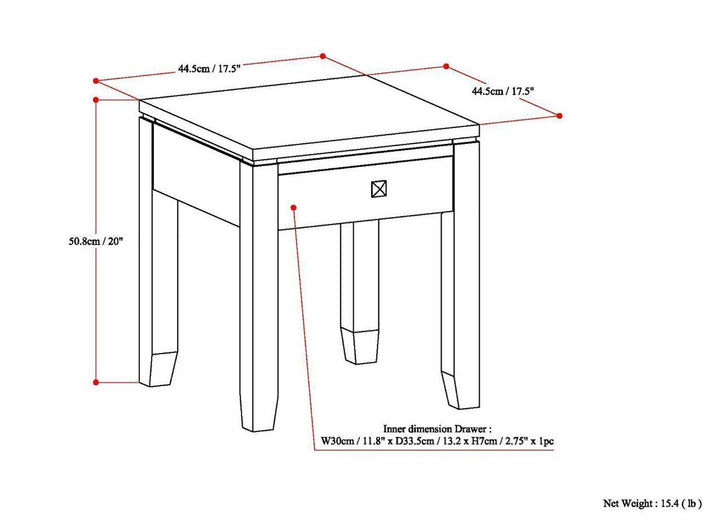 Simpli Home Cosmopolitan End Table Solid Pine 17.5in Multipurpose Storage Drawer Image 7