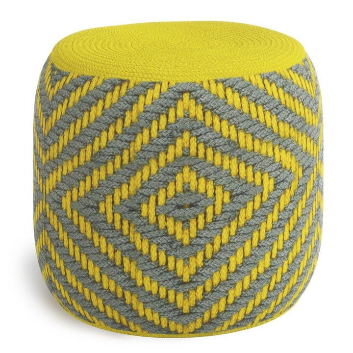 Kent Round Woven Pouf Indoor Outdoor 18in Waterproof UV Resistant Durable Fabric Image 1