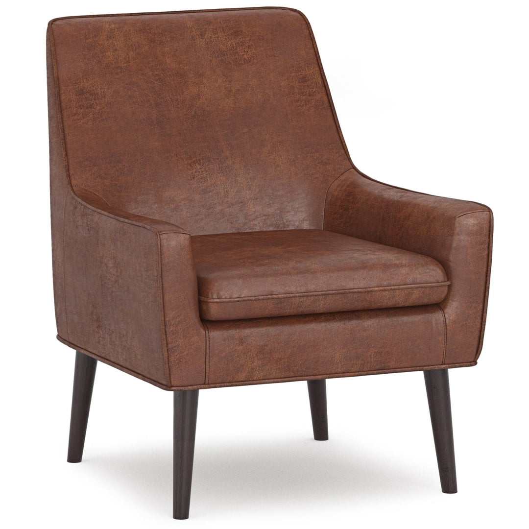 Robson Accent Chair Distressed Saddle Brown Contemporary Comfort Deep Seat Image 1