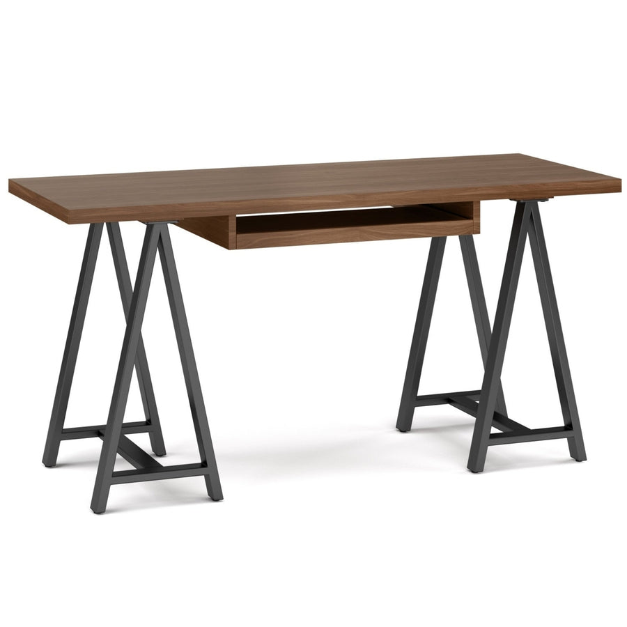 Sawhorse Solid Walnut Veneer and Metal Desk Image 1