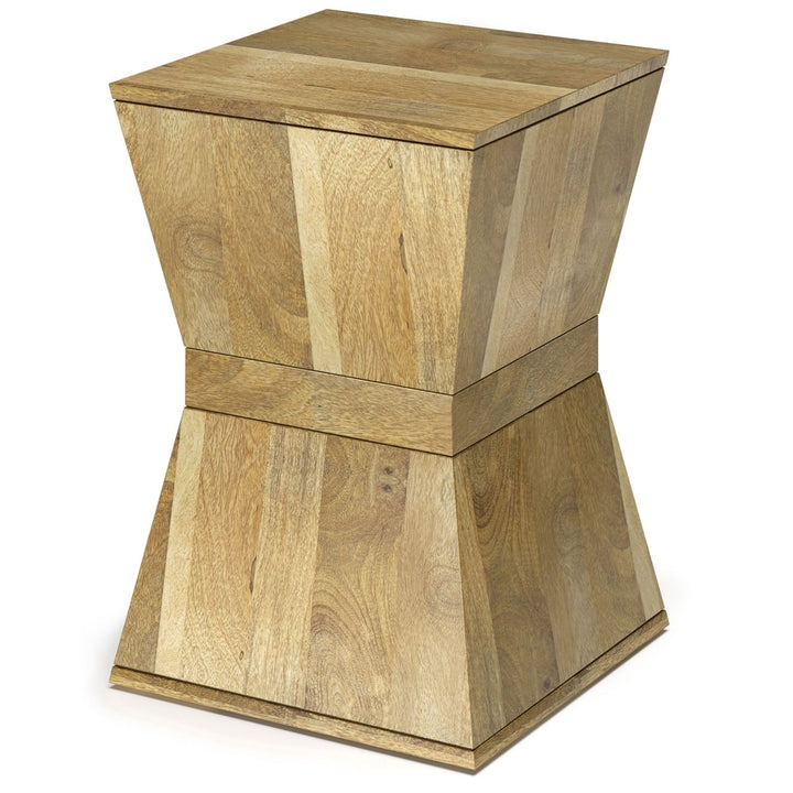 Westfield Mango Wood Side Table Modern Square Design Angled Trim Accent Image 1