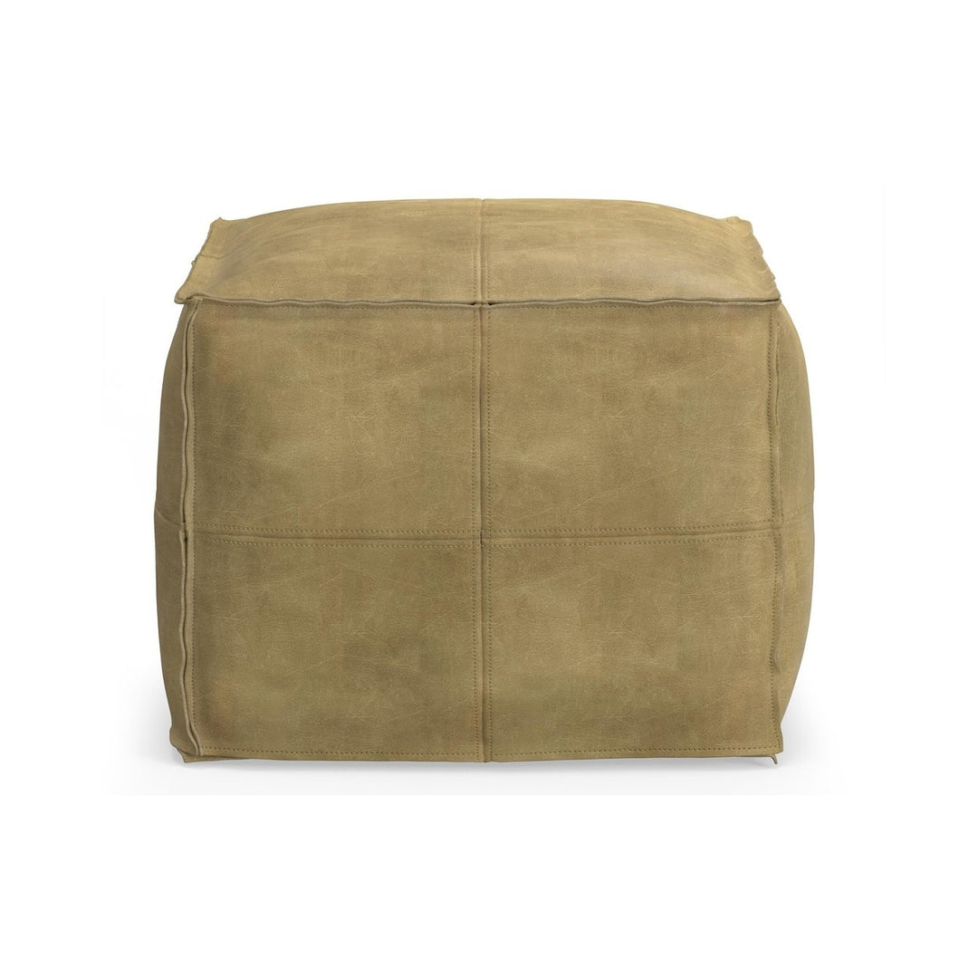 Sheffield Square Pouf Genuine Buffalo Leather Distressed Upholstered Ottoman Image 6