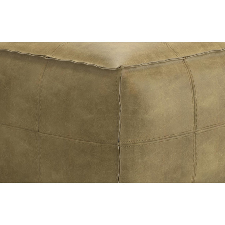 Sheffield Square Pouf Genuine Buffalo Leather Distressed Upholstered Ottoman Image 7