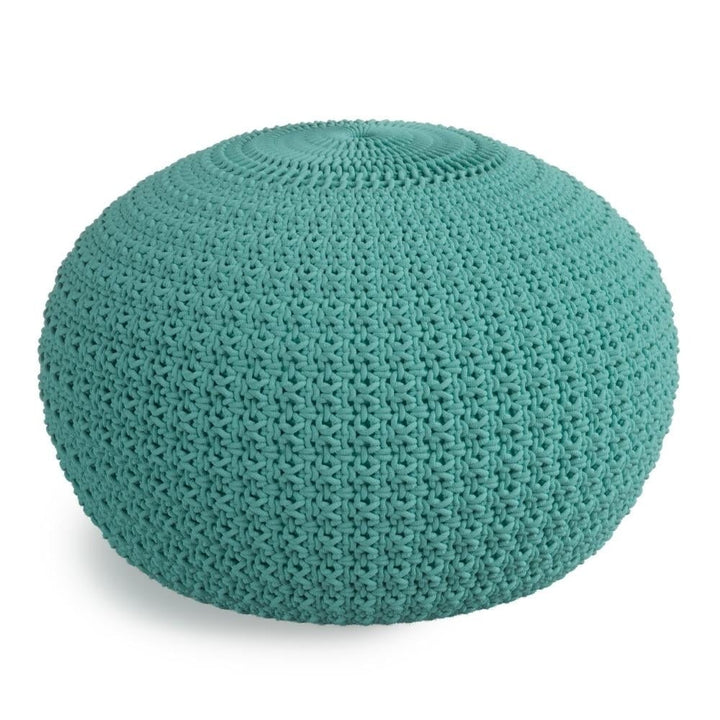 Sonata Round Knitted Pouf Indoor Outdoor 20in Water UV Resistant Durable Fabric Image 1