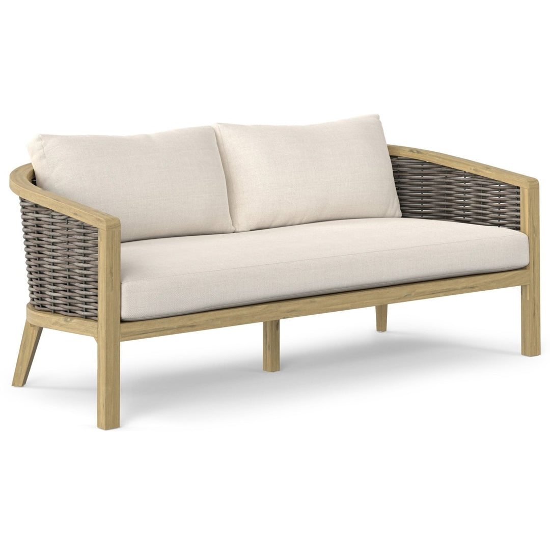 Parkside Outdoor Sofa Acacia Frame Weather Resistant PE Rattan Cushions Deep Seat Image 1