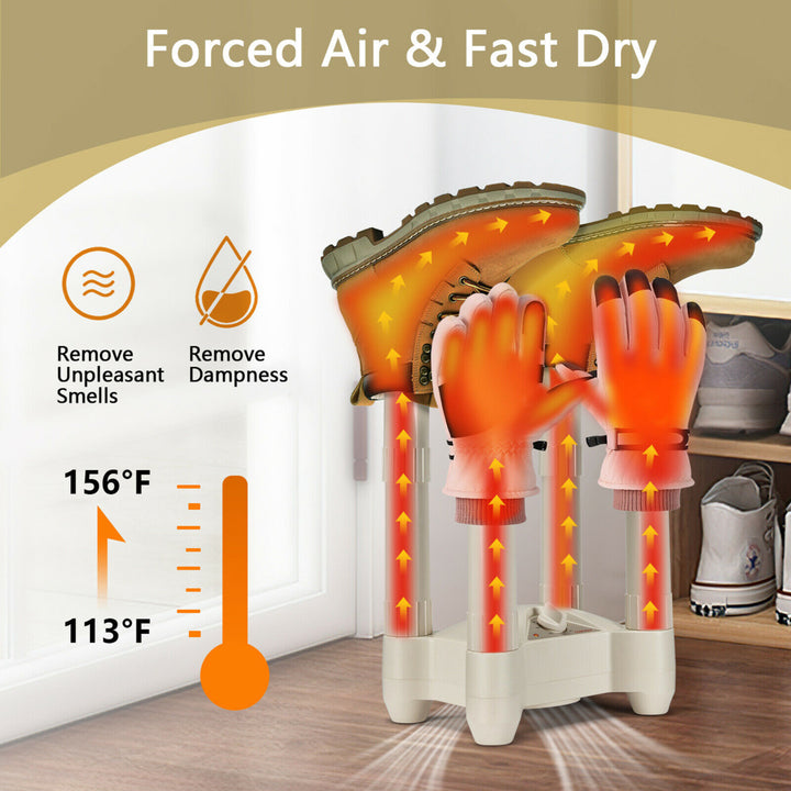 4-Shoes Electric Shoe and Boot Dryer W/ Timer Heat Blower for Boots, Gloves Image 6