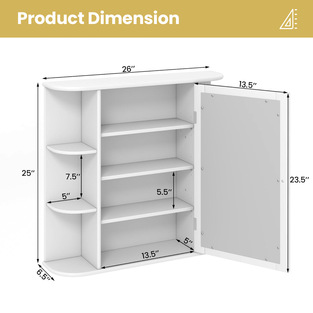 Bathroom White finish Multipurpose Mount Wall Surface Storage Cabinet Mirror Image 2