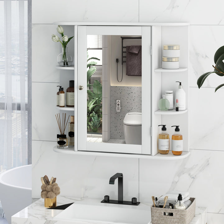 Bathroom White finish Multipurpose Mount Wall Surface Storage Cabinet Mirror Image 4