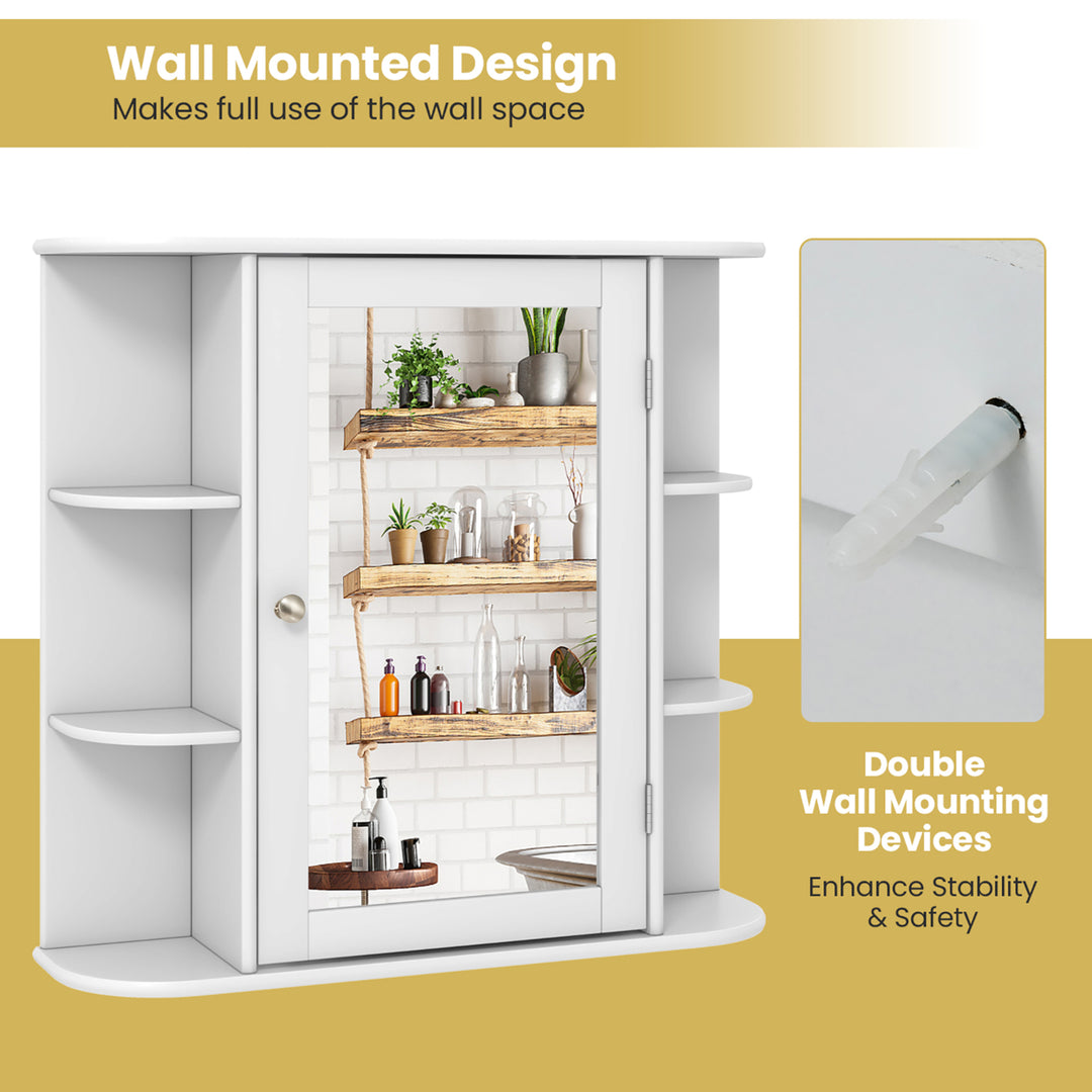 Bathroom White finish Multipurpose Mount Wall Surface Storage Cabinet Mirror Image 9