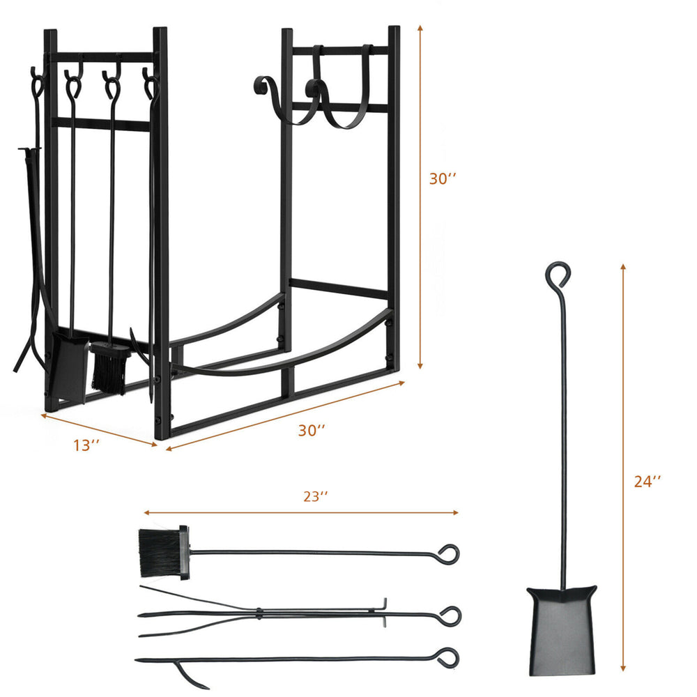 30 Firewood Rack W/4 Tool Set Kindling Holders for Indoor and Outdoor Image 2