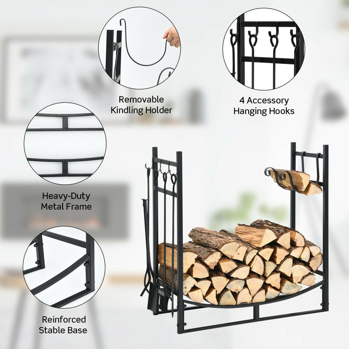 30 Firewood Rack W/4 Tool Set Kindling Holders for Indoor and Outdoor Image 8