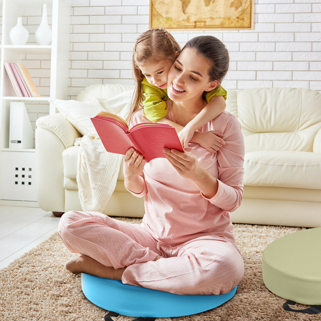 6-Piece 15 Round Toddler Floor Cushions Flexible Classroom Seating w/ Handles Image 2