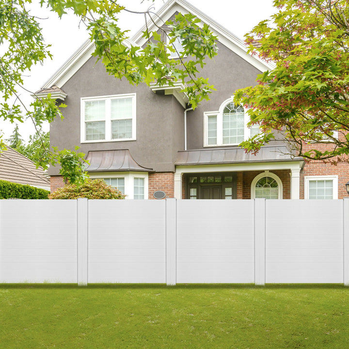 2 PCS Outdoor PVC Privacy Panels 2-Pack Picket Fence W/ 3 Cuspidal Foot Stakes Image 5