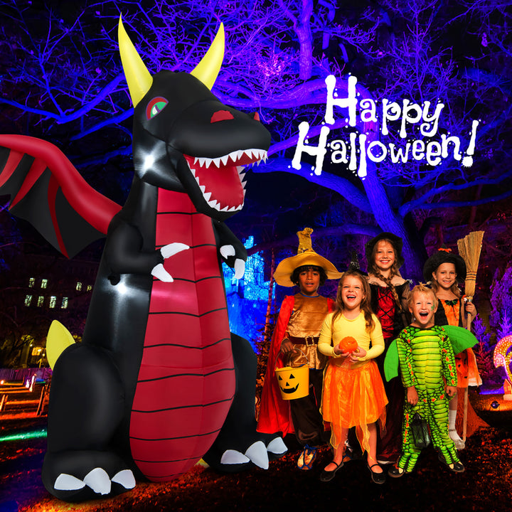 8FT Halloween Outdoor Blow Up Giant Dragon Holiday Decor w/ Wings and LED Lights Image 4