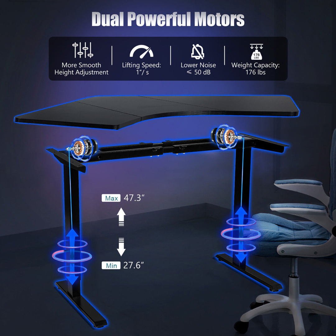 Electric Sit Stand Desk Frame Dual Motor Standing Desk Base w/ Cable Tray Image 3