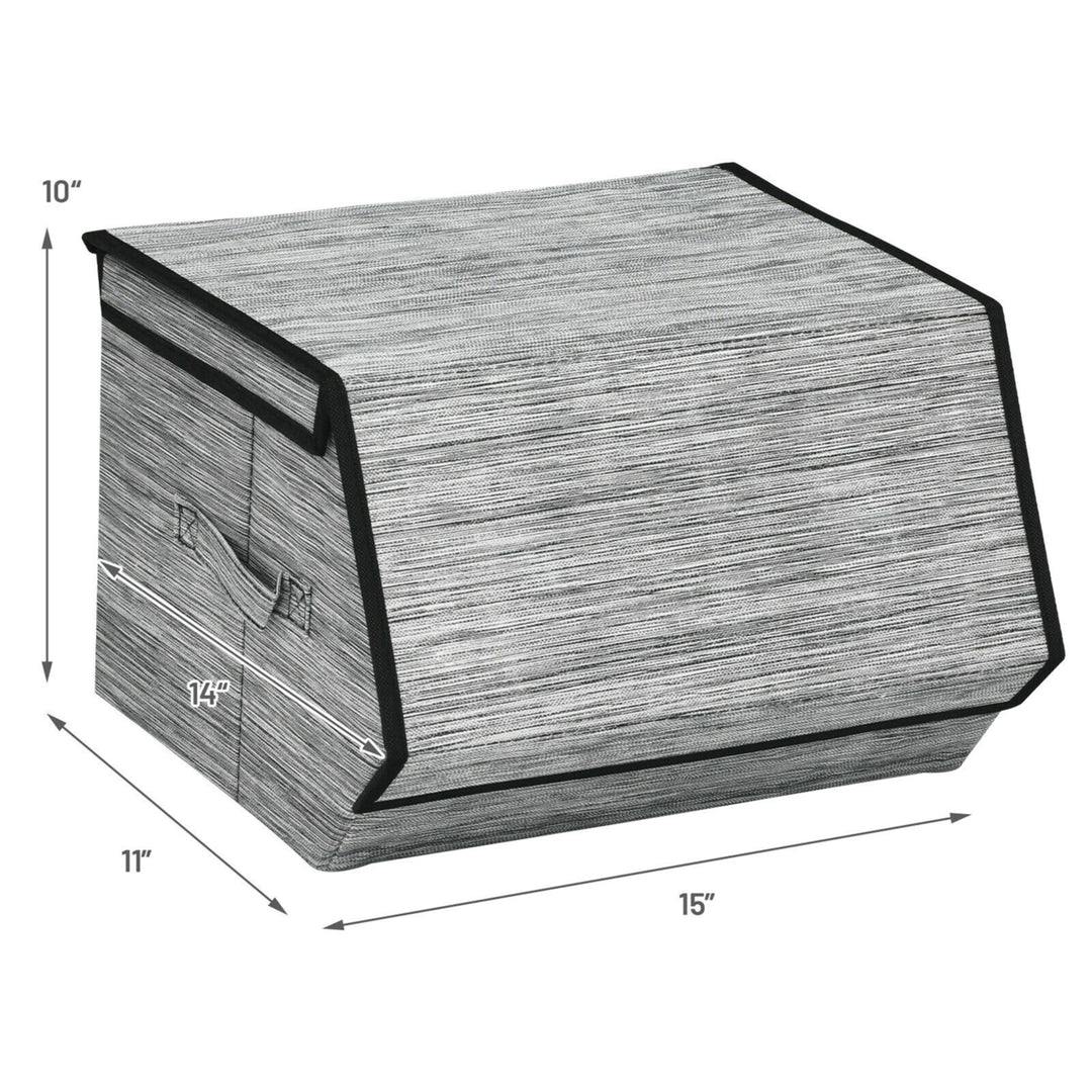 Large Stackable Bins Cubes W/Lids Storage Organizers W/LinenandOxford Fabric 4Sets Image 2