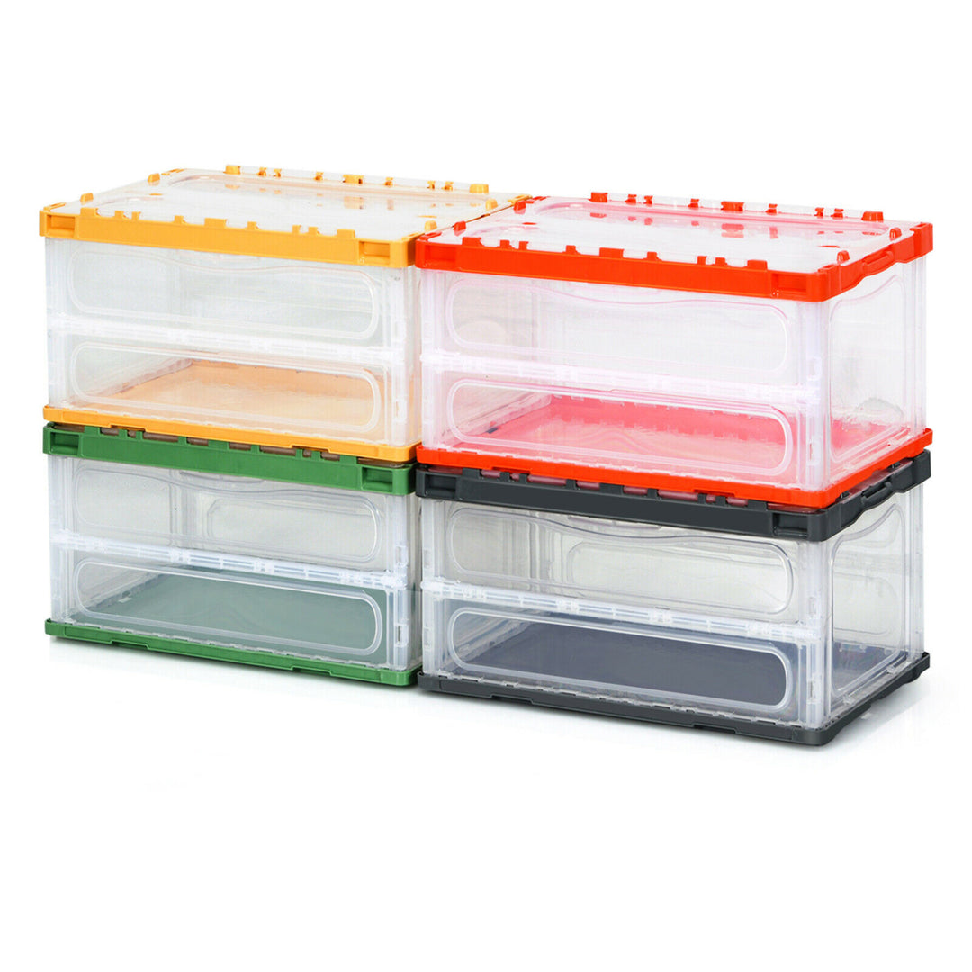 75L Collapsible Storage Bins Folding Plastic Stackable Utility Crates 4 Pack Image 1