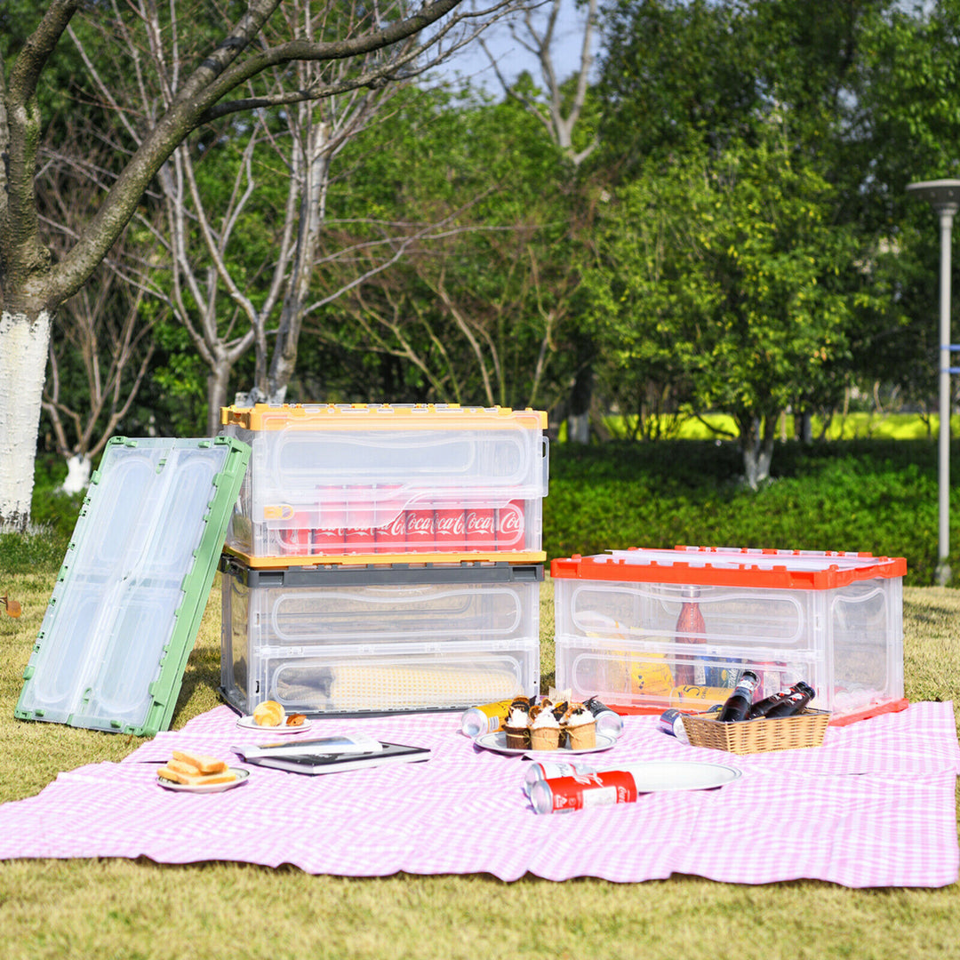 75L Collapsible Storage Bins Folding Plastic Stackable Utility Crates 4 Pack Image 3