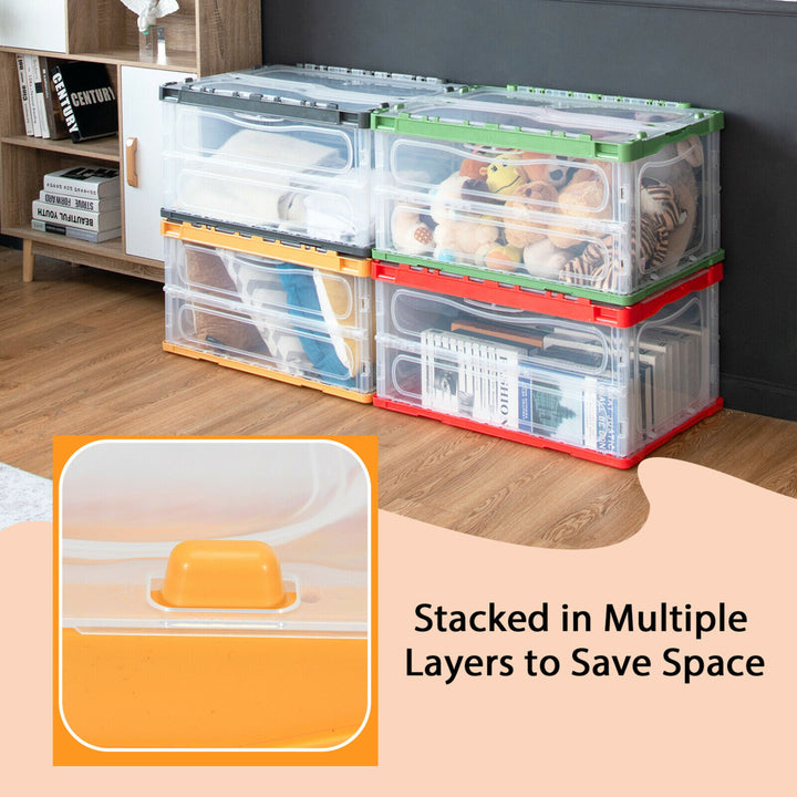 75L Collapsible Storage Bins Folding Plastic Stackable Utility Crates 4 Pack Image 4