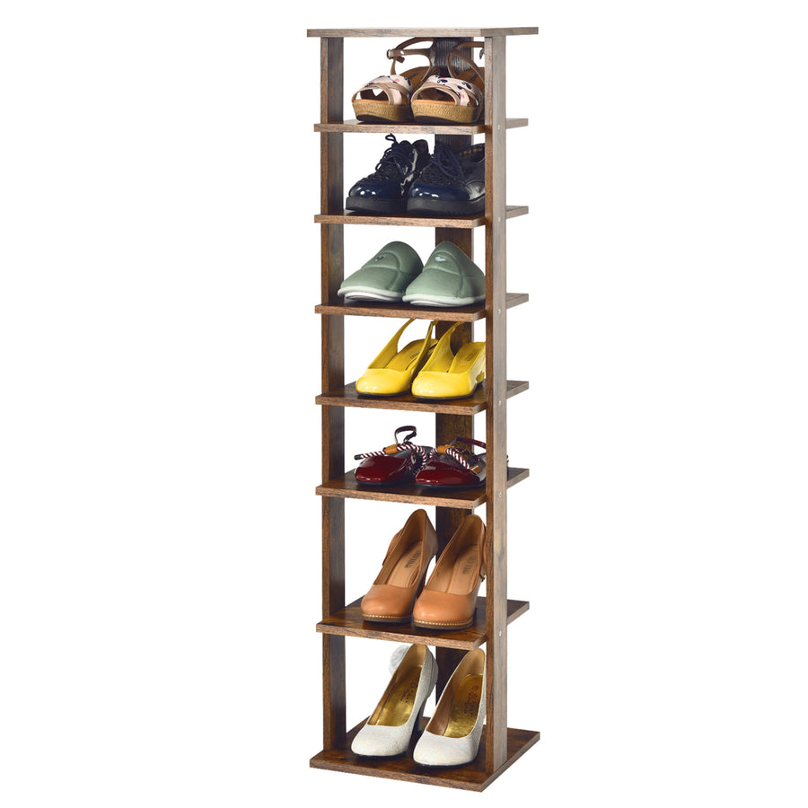 7-Tier Vertical Shoe Rack Free Standing Storage Shelf Organizer Space Saving Image 1